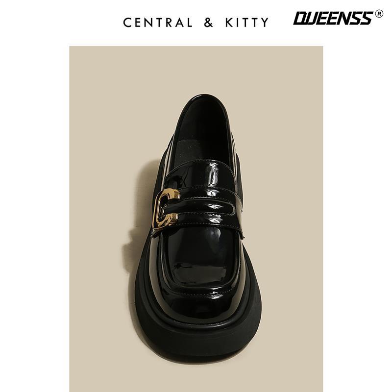 Giày Lười Da Đế Dày Màu Đen Thời Trang Mùa Hè 2022 Cho Nữ