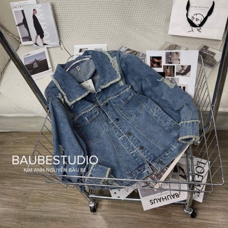 Áo khoác jeans rách viền tua hàng QCL1 - AnnaShop