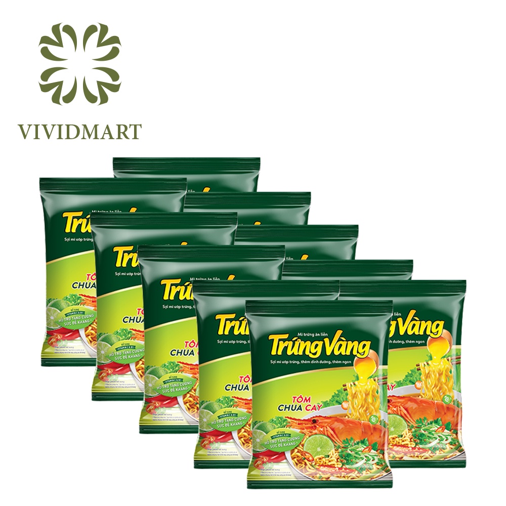 MÌ TRỨNG VÀNG 2 VỊ: TÔM CHUA CAY VÀ LẨU CÁ CHUA CAY  - GÓI 75gr - GẤU ĐỎ