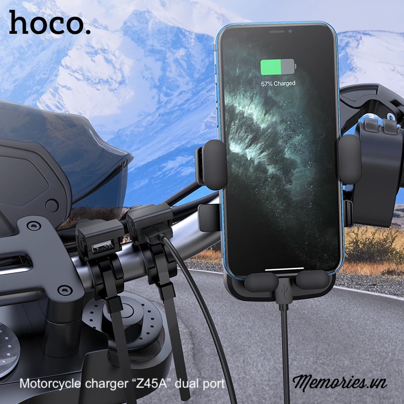 Combo giá đỡ điện thoại Hoco CA73 CA101 CA93 + Tẩu Sạc Z45 + ô dù che mưa - Chính hãng cho xe máy, mô tô, ô tô, xe đạp