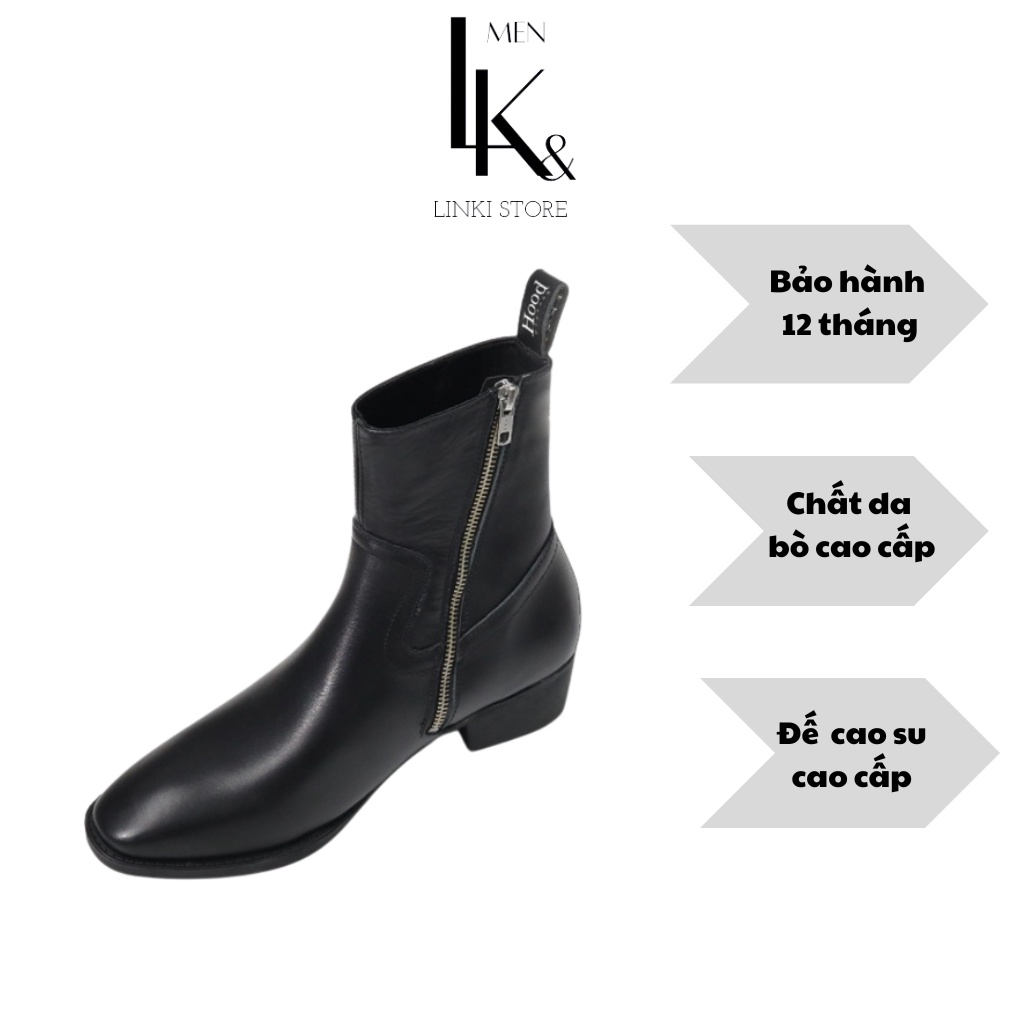 Giày Zip Boot - Chất liệu da bò cao cấp - Đế cao su đúc nguyên khối - Tăng chiều cao - Da bò xịn BASIC dễ phối