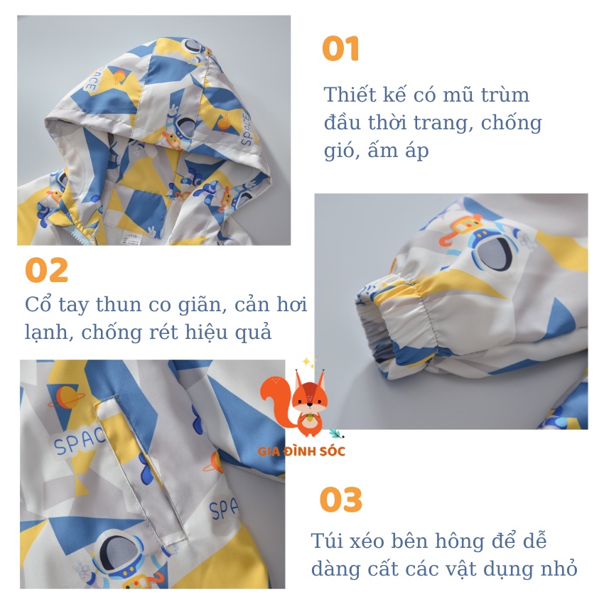 Áo khoác gió cho bé trai size 110-170