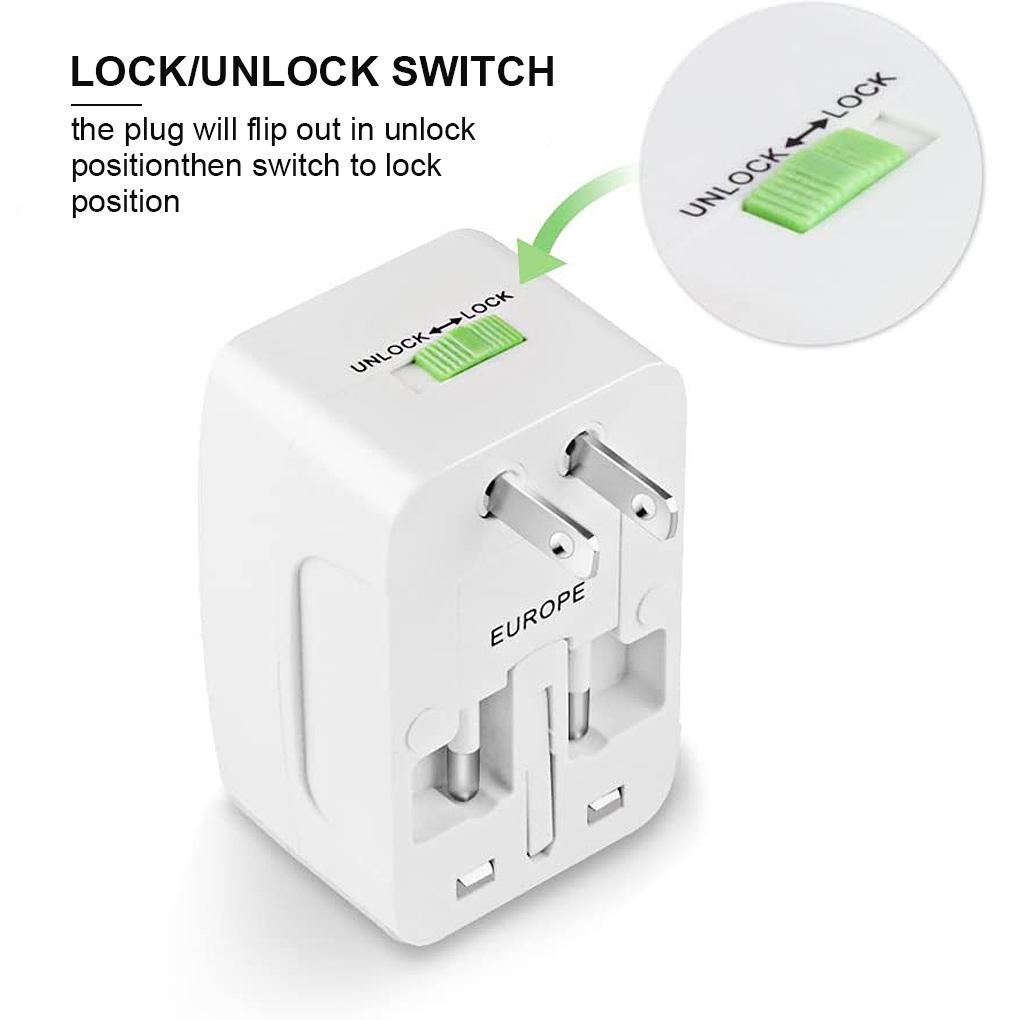 Phích Cắm Chuyển Đổi AC 6 3A 120V-240V Tiện Dụng Khi Đi Du Lịch