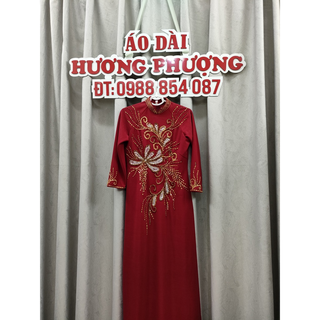 ÁO DÀI TRUNG NIÊN LỤA ĐỎ SAKE CAO CẤP