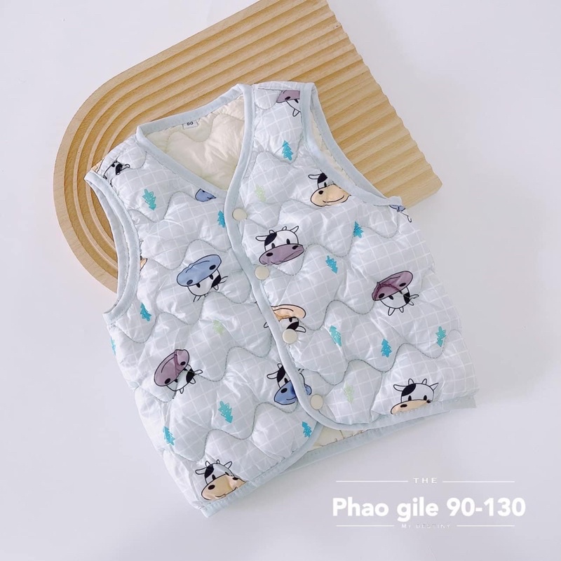 Áo gile phao trẻ em , áo khoác gile phao hoạ tiết xinh xắn cho bé trai bé gái 8-20kg