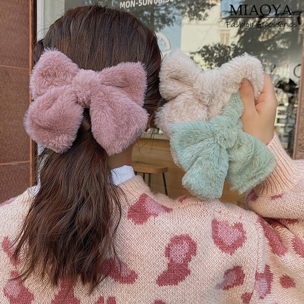 Kẹp Tóc Nơ Lông Nhung Nhiều Màu Sắc Thời Trang Cho Nữ