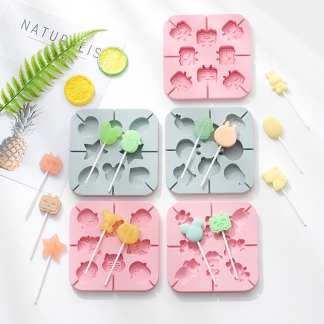 Khuôn silicone làm kẹo mút, socola nhiều hình dễ thường cho bé