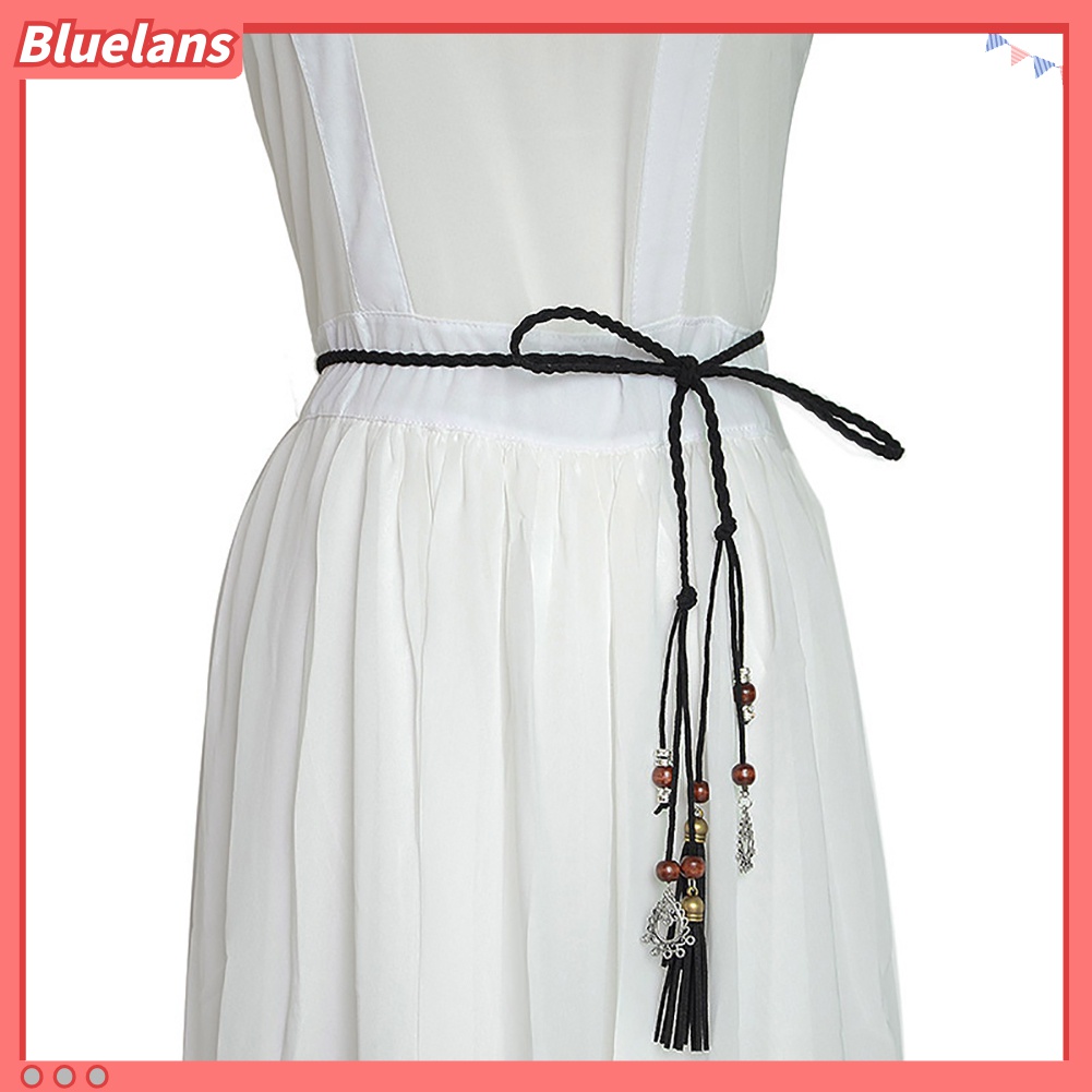 Thắt Lưng Dây Bện Mỏng Đính Hạt Và Tua Rua 48h Thời Trang Cho Nữ