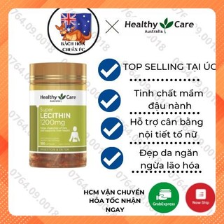 [Hàng ÚC] Healthy Care Super Lecithin 1200mg - Viên uống tinh chất mầm đậu nành 100 viên