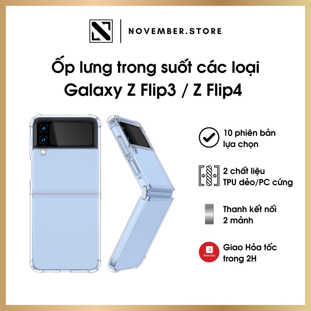 Ốp lưng Samsung Galaxy Z Flip 4 / Z Flip4 / ZFlip4 / Z Flip 3 / Z Flip3 / ZFlip3 trong suốt các loại