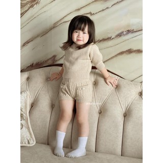 Bộ len dệt 2 cúc ngọc bé gái