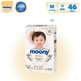 Tã/bỉm moony natural nội địa nhật bông organic dán m46
