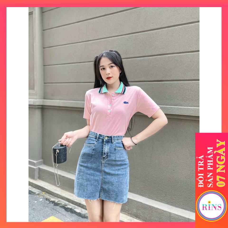 ÁO THUN CỔ TRỤ ÁO POLO LACOSTE HỒNG PHỐI CỔ VNXK - COTTON CÁ SẤU 100%
