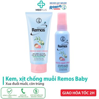 Xịt chống muỗi, kem chống muỗi cho bé Remos Baby hương khuynh diệp 60ml & 70g-Xịt chống muỗi Remos, kem chống muỗi Remos