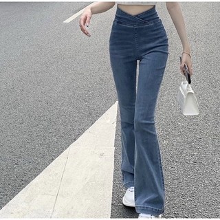 QUẦN JEANS ỐNG LOE CẠP CAO EO ĐÀN HỒI NỮ