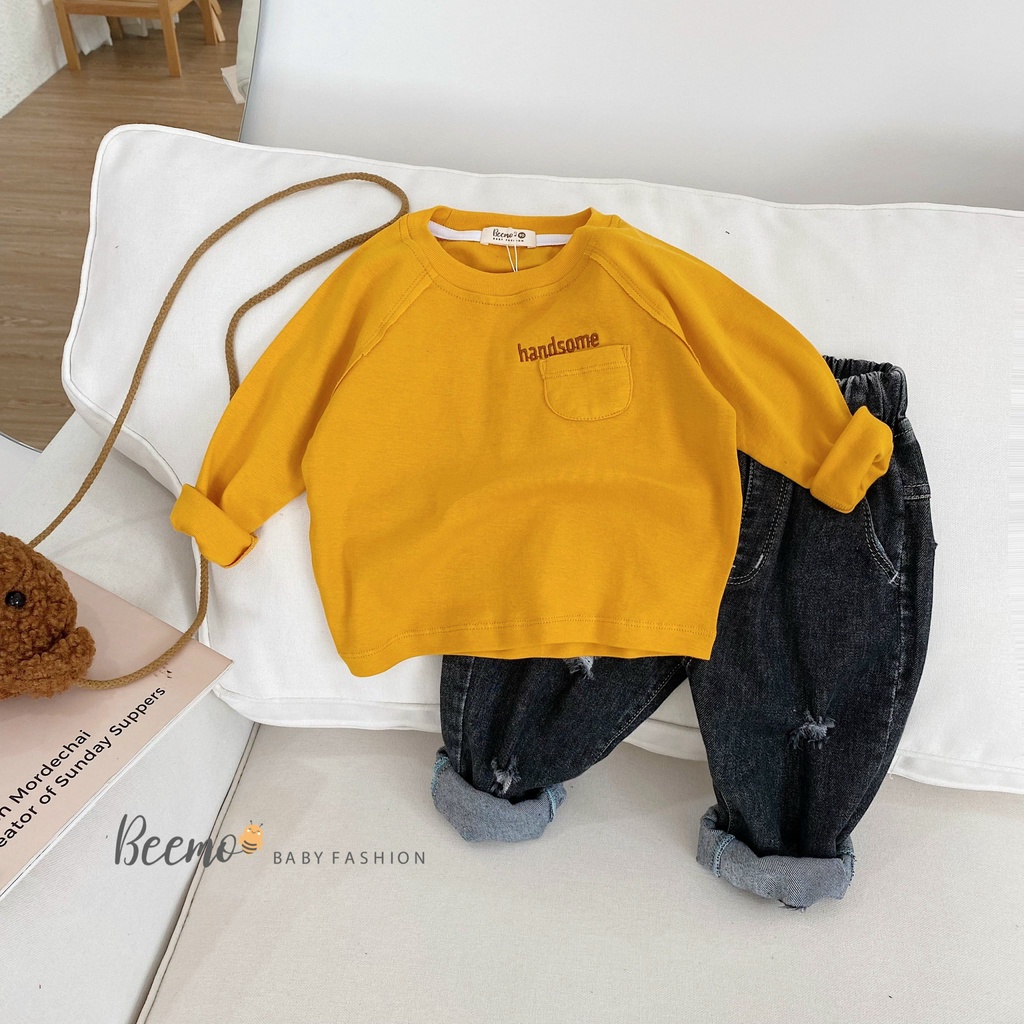 Áo phông dài tay cho bé trai gái BEEMO, chất liệu cotton mềm bé nào cũng cần có trong tủ mùa thu đông này B216