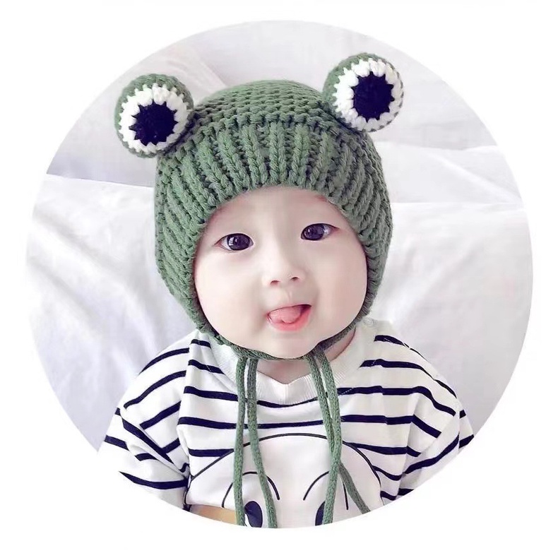 Mũ len hình ếch🍁FREESHIP🍁 Nón len trùm đầu Thu Đông dễ thương thời trang Hàn Quốc cho bé (tuyển sỉ).