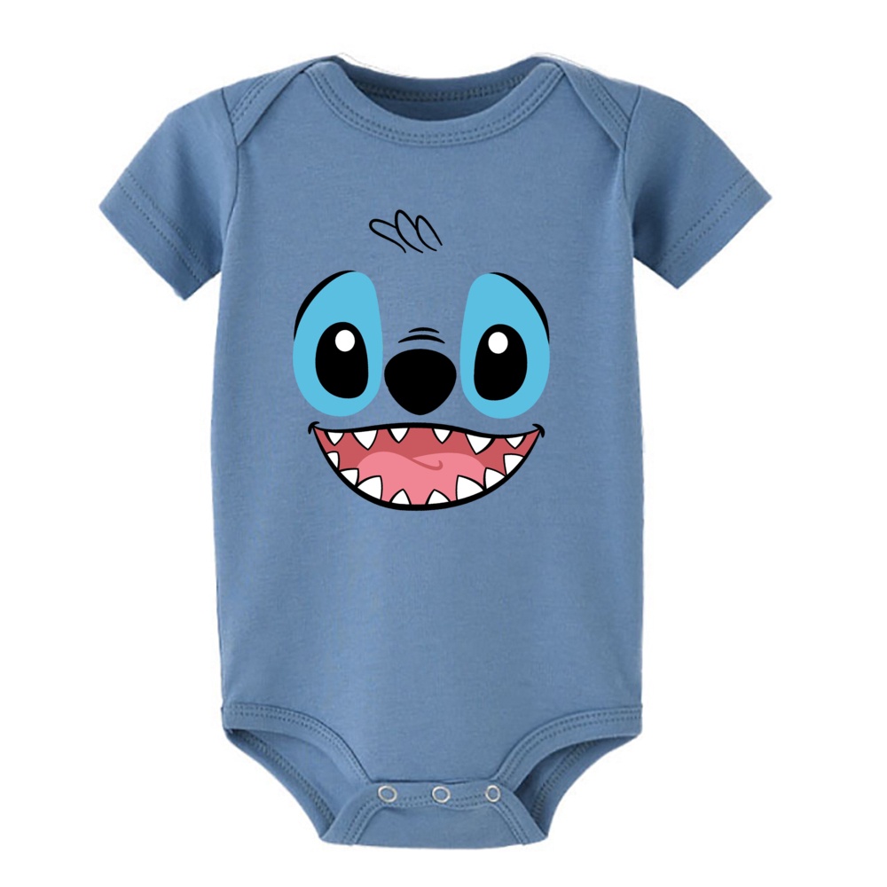 Lilo & stitch Áo Liền Quần Ngắn Tay Bằng cotton Đáng Yêu Vui Nhộn Cho Bé Sơ Sinh