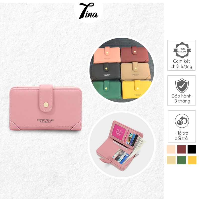 Ví nữ ngắn cầm tay cao cấp PFY đẹp Tina Shop W182