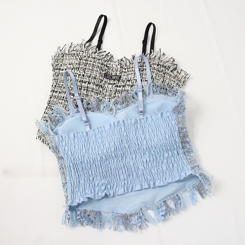 Áo Bra Dạ 2 Dây Nữ Dáng Croptop Chun Lưng Kèm Đệm Mút Ngực Siêu Xinh