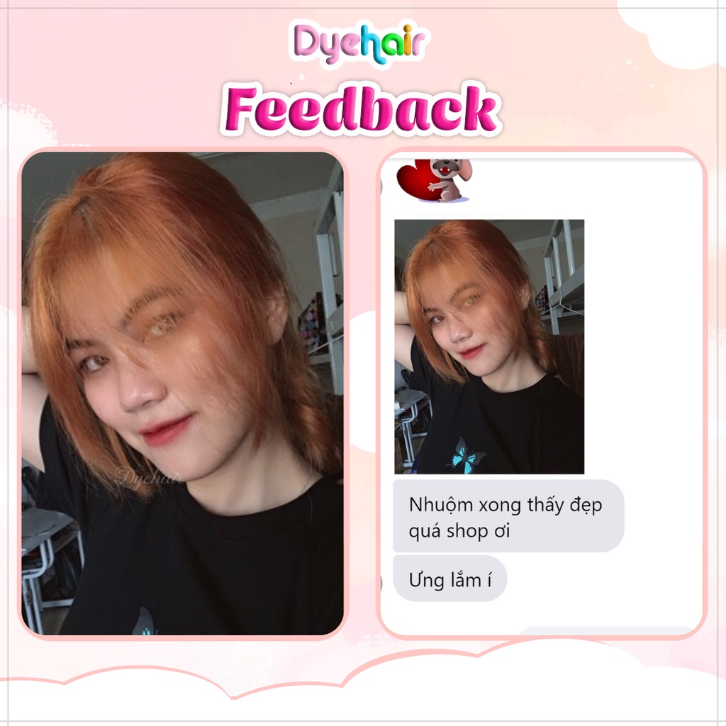 Thuốc nhuộm tóc, thuốc nhuộm tóc BABY ORANGE, DYE.HAIR, tặng kèm oxy trợ dưỡng và bao tay