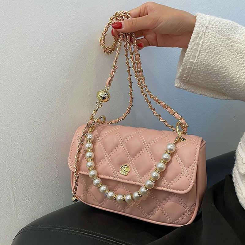 Túi đeo chéo IELGY đính kim cương giả và ngọc trai giả phong cách cổ điển dành cho nữ