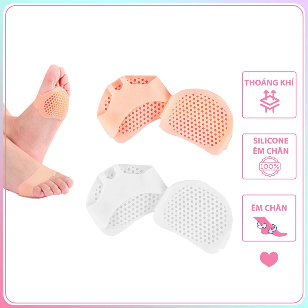 Lót Giày Silicon Đệm Êm Bàn Chân Trước, Cao Su Tổ Ong Mềm Mại Và Thoáng Khí-Màu Da