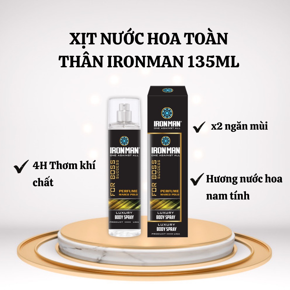 Xịt khử mùi nam toàn thân nước hoa ironman ngăn mồ hôi và khử mùi cơ thể 135ml