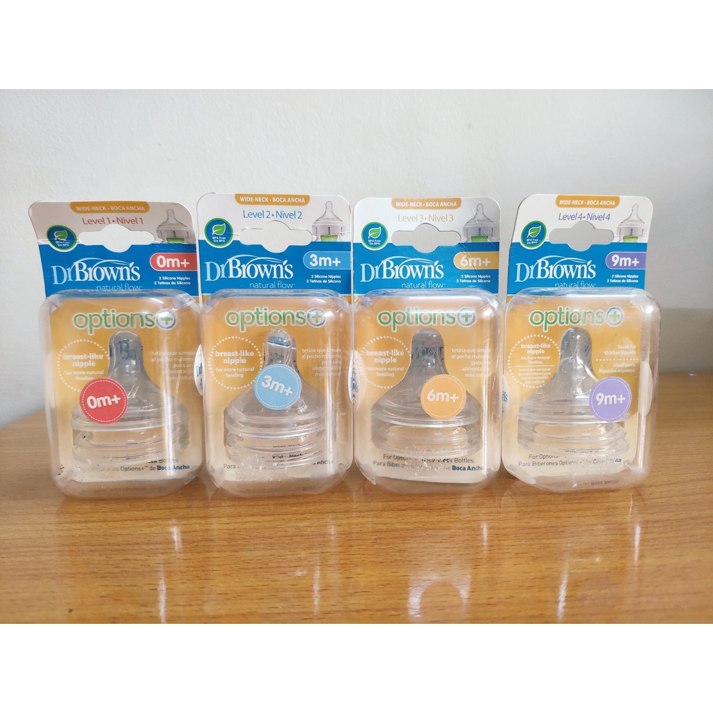 Set 2 Ty thay thế bình sữa cổ rộng Dr Brown's