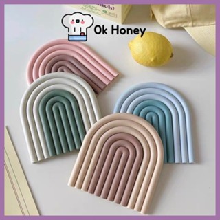 Tấm Lót Cốc, Đế Đựng Ly, Miếng Kê Bằng Silicon Chống Nóng, Cách Nhiệt Ok Honey