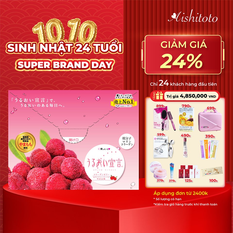Thạch collagen Nhật Bản Aishitoto Collagen Jelly vị Dâu rừng 30.000 mg