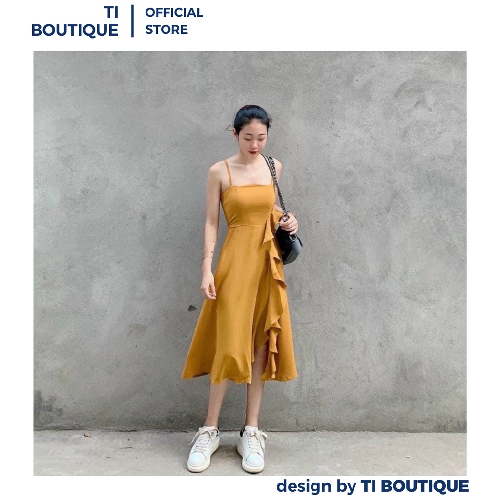 Đầm Nữ Đi Biển Hai Dây Quyến Rũ Thoải Mái Tôn Dáng, Đầm Váy Maxi Bèo Nhún Xoắn Ốc Đuôi Nữ Tính Sang Chảnh