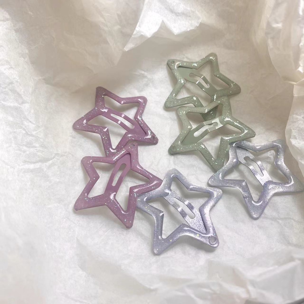 Kẹp Tóc Ngôi Sao Năm Cánh Lấp Lánh BB Y2k Màu Bạc Mới Cho Trẻ Em