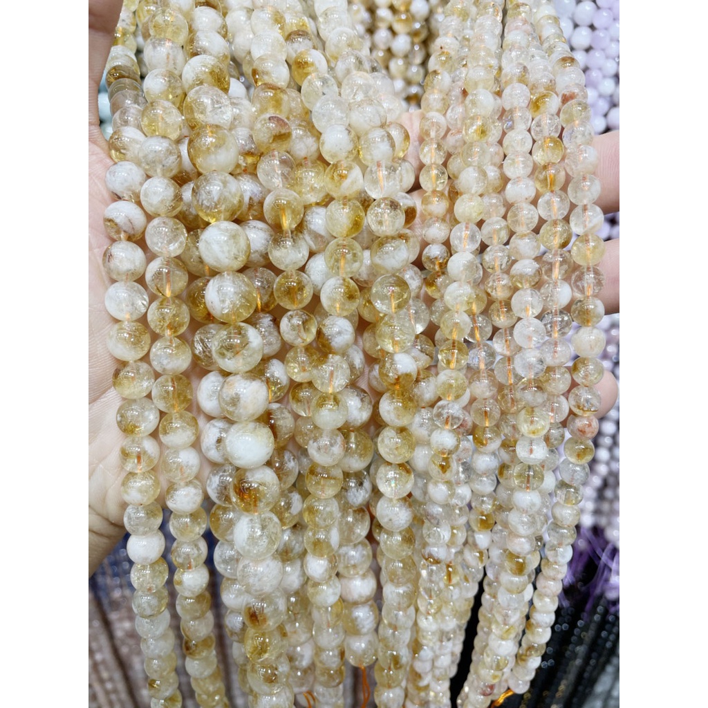 Chuỗi Hạt Đá Citrine Vàng Trắng Tự Nhiên Chất Lượng Cao