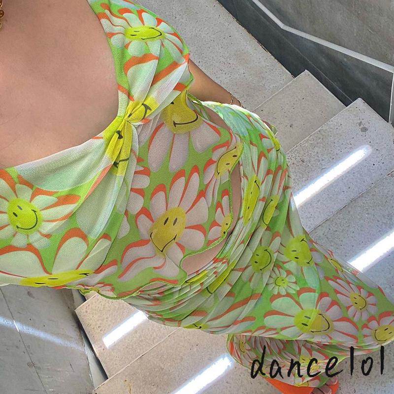 Set Áo Hoa + Chân Váy Dài Xẻ Tà 1O1 Cho Nữ