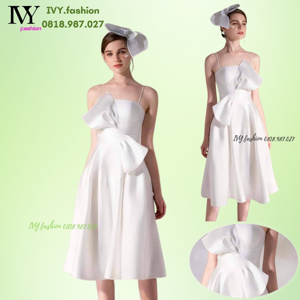 Đầm váy thiết kế 🔥tafta đứng form🔥 phối nơ voan cúp ngực 2 dây trắng ivy fashion đi biển dự tiệc dạo phố bigsize gợi cảm