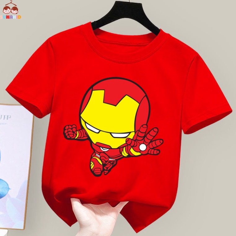 ( sỉ lẻ ) Áo thun cho bé hình siêu nhân mặt vàng ( Bé trai và gái).áo cho bé từ 6kg-30kg.AL42.