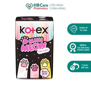 Băng vệ sinh Mini Meow Kotex siêu mỏng cánh 8m