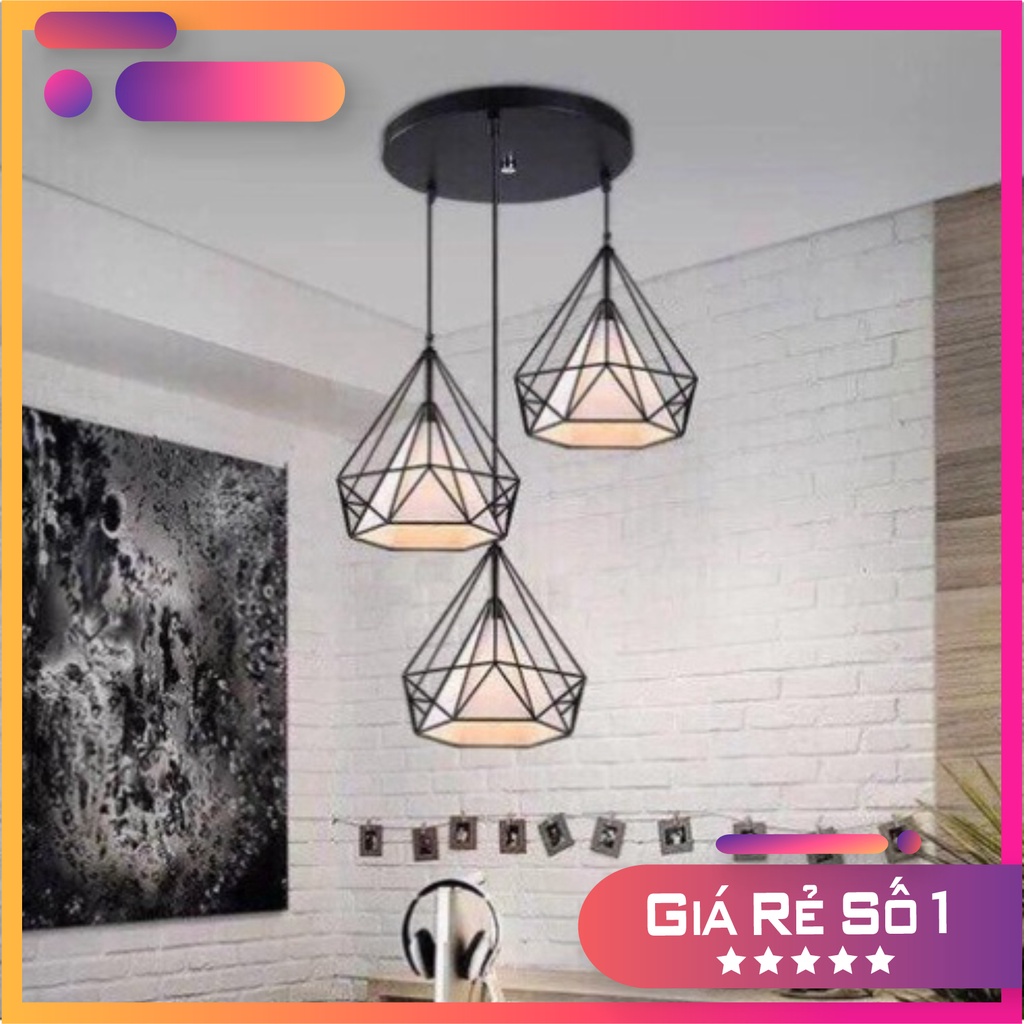 Đèn thả đơn kim cương khung sắt tĩnh điện kèm bóng led phi 250 + Video hướng dẫn lắp đặt DT 6527 OWL Lighting