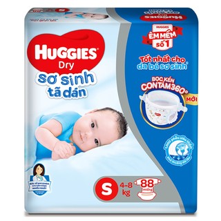 Bỉm tã dán sơ sinh Huggies Dry size S 88 miếng