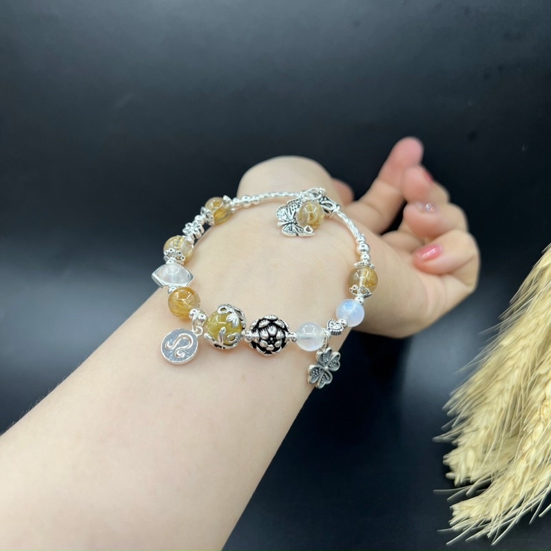 Vòng Tay Đá phong thủy phối Bạc 925 (hợp mệnh thủy , kim )