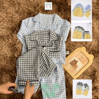 Đồ Ngủ Pijama Dài Tay Trẻ Em An An Kids Bộ Bé Trai Bé Gái Kẻ Caro Dễ Thương Hàn Quốc