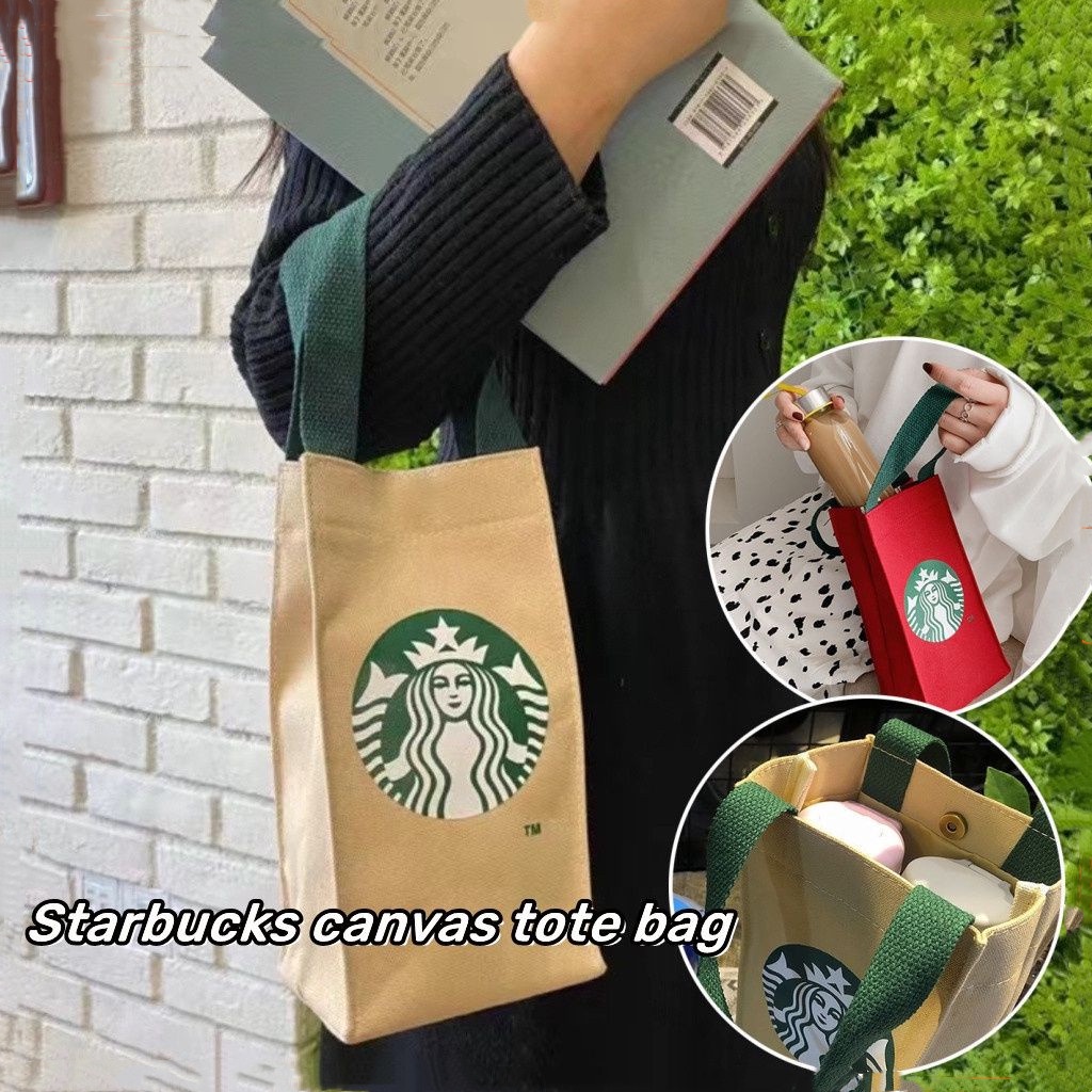 Túi Vải Chai Starbucks | Túi Tote Kiểu Dáng Đơn Giản Hợp Thời Trang | Starbucks Túi Đựng Bình Nước Starbucks Phong Cách Giáng Sinh