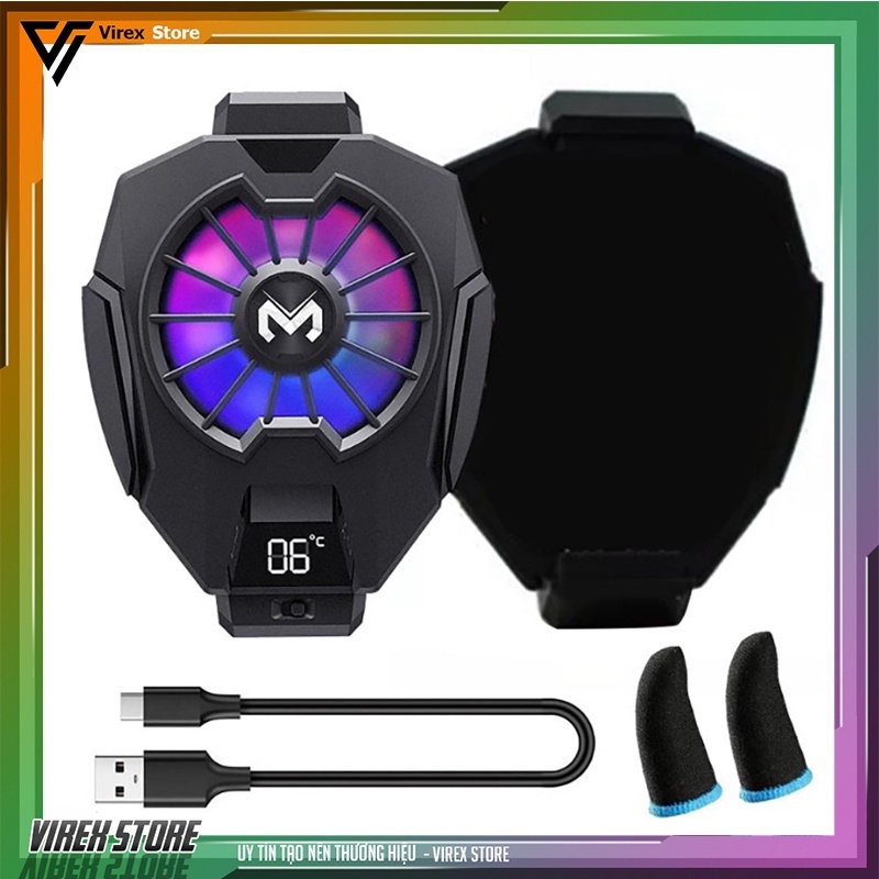Quạt giảm nhiệt máy tính bảng MEMO DL05 Siêu lạnh, chỉ ra nhiệt độ, LED RGB, Kẹp thu vào 2 chiều