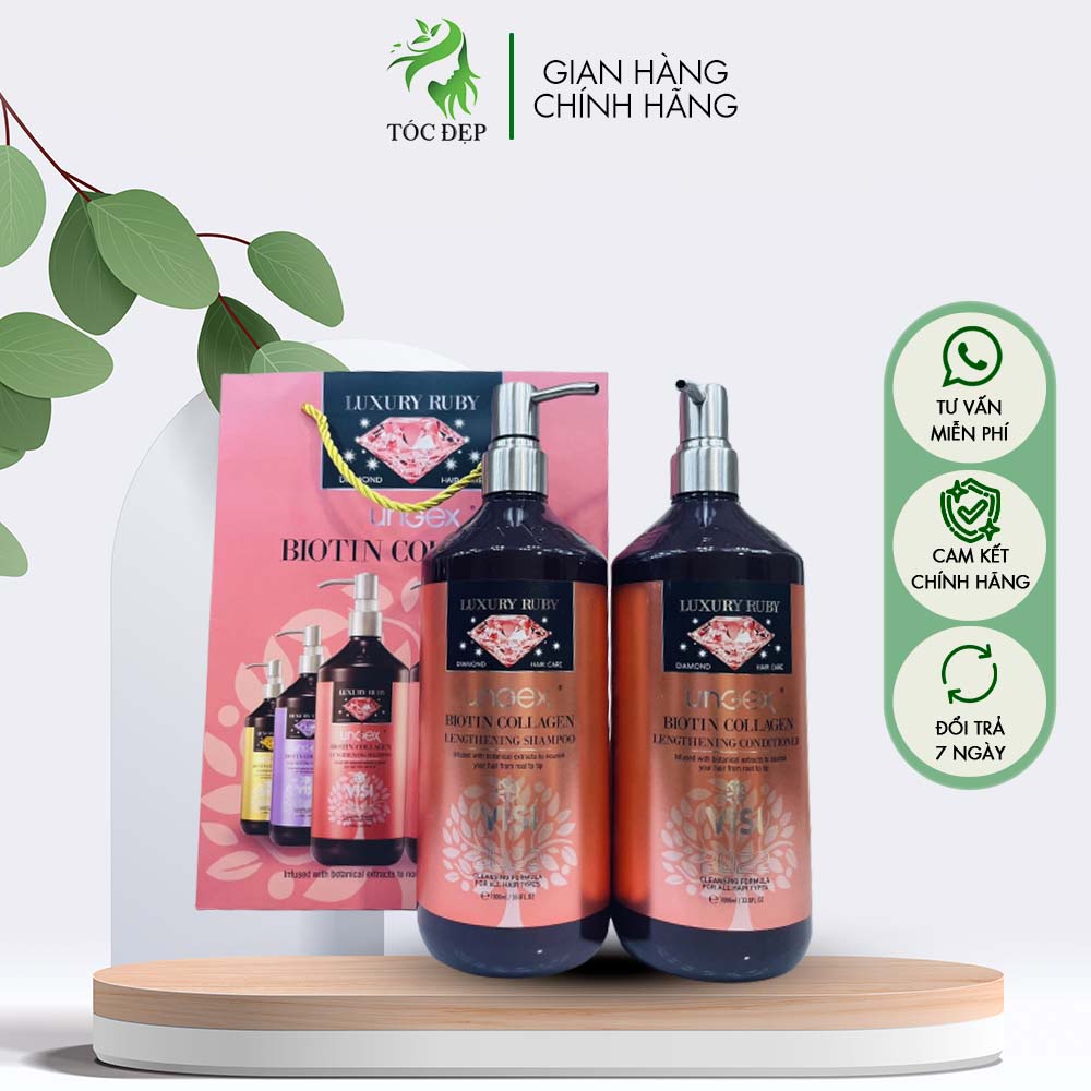 Cặp Dầu Gội Xả Biotin & Collagen Luxury Perfum Hồng 1000ml Hương Nước Hoa YSL