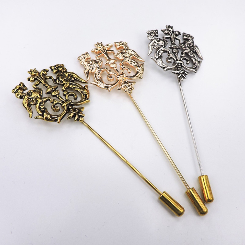 Trâm Cài Áo Hình Sư Tử Đôi Phong Cách Vintage