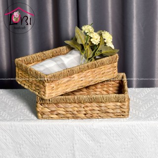- Khay đựng đồ lục bình hình chữ nhật miệng bo cói - đơn giản, mộc mạc