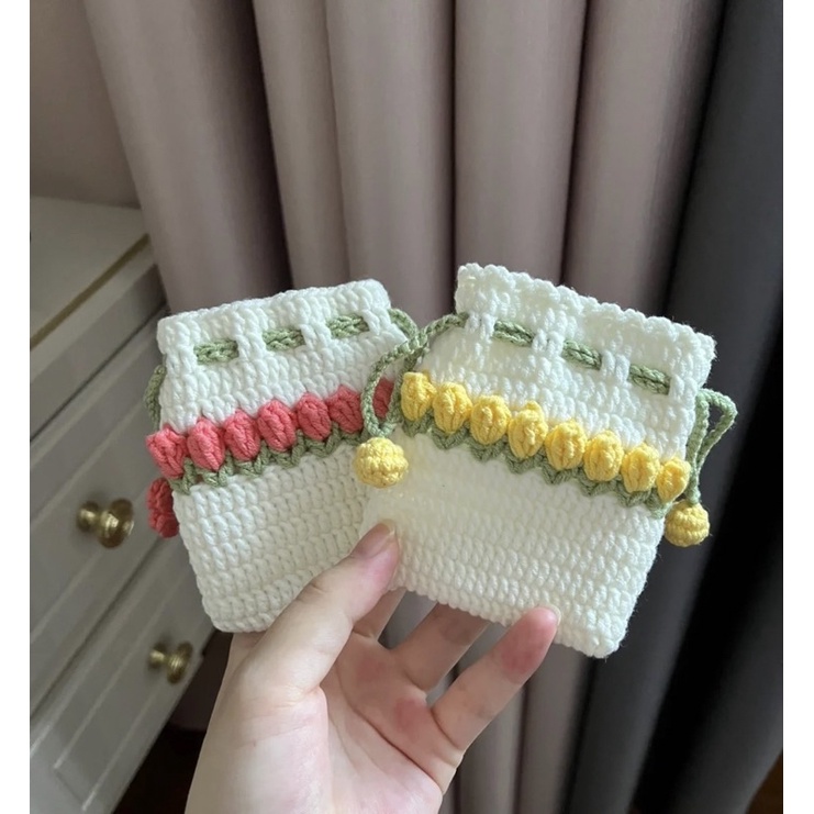 Mua Túi rút nhỏ xinh handmade làm bằng len hình hoa Tulip 🌷 giá rẻ nhất ...