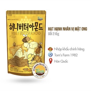 Hạnh nhân tẩm mật ong hàn quốc hbaf gói 210g, hạnh nhân tẩm bơ mật ong tom’s farm