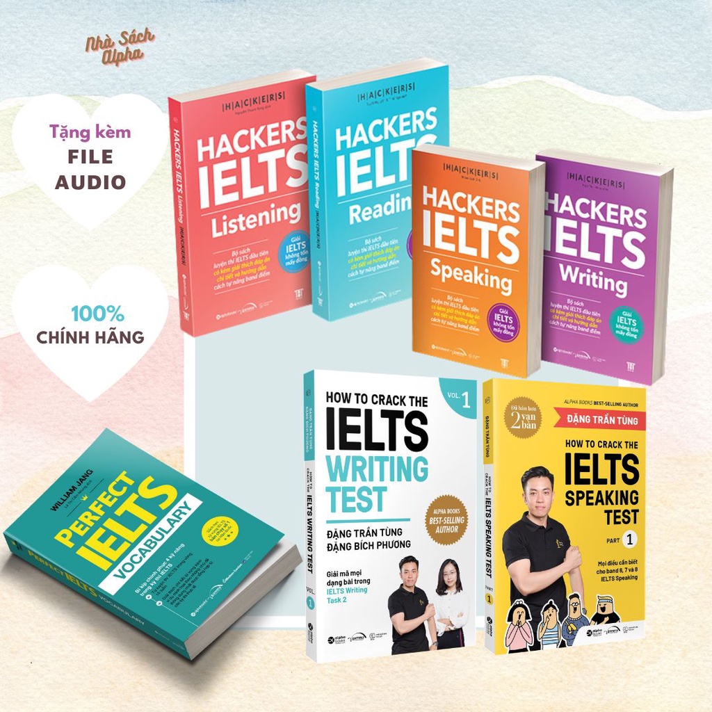 Tuyệt chiêu tự ôn luyện thi IELTS - Lẻ/ Trọn Bộ Sách  Hackers IELTS + How To Crack The IELTS + Perfect IELTS Vocabulary